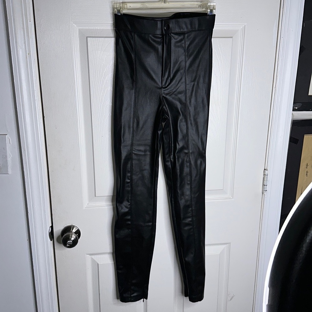 Zara Pleather Pant with Ankle Zip Size XS